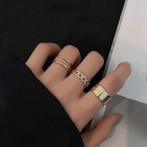 Anniversary Gift From Jewels Galaxy Jewellery For Women Gold Plated Contemporary Stackable Rings (Pack of  3)